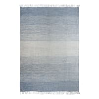 (D522) Blue Ombre Fringe Area Rug, 7x10