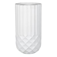 Tall White Diamond Ribbed Shadow Outdoor Planter, Large