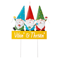 Vibin' & Thrivin' Gnome Trio Yard Stake, 30"