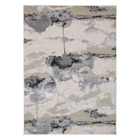 (B757) Miramar Ivory Abstract Area Rug, 5x7