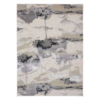 (B757) Miramar Ivory Abstract Area Rug, 7x10