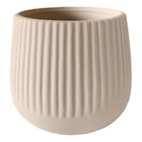 Indoor Tan Ribbed Ceramic Pot, Medium