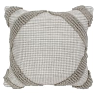 Grey Fringe Outdoor Throw Pillow, 18"