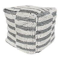 Black Fringe Pouf, 18"