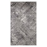(D554) Estie Charcoal & Black Area Rug, 5x7