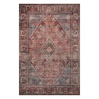 Found & Fable Chenille Printed Vintage Look Blue Medallion Area Rug, 5x7, Sold by at Home