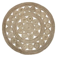 (B773) Braided Jute Round Area Rug, 5'