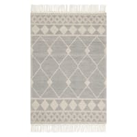 (B777) Reese Black & White Diamond Design Area Rug, 5x7