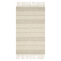 (B779) Reese Ivory Striped Fringe Accent Rug, 3x5