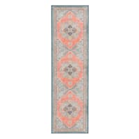 (D561) Venus Pink Multicolor Medallion Runner, 2x7