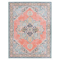 (D561) Venus Pink Multicolor Medallion Area Rug, 5x7