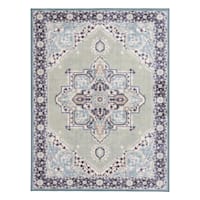 (D562) Venus Blue Multicolor Medallion Area Rug, 7x10