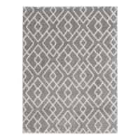 (D558) Salinas Grey & White Diamond Design Area Rug, 5x7