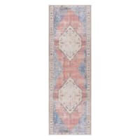 (B783) Found & Fable Amelie Multi Medallion Washable Runner, 2x7