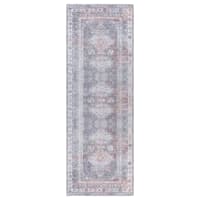 (B785) Colin Blue Medallion Washable Runner, 2x7