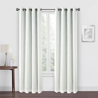Brooks White & Silver Grommet Blackout Curtain Panel, 84"