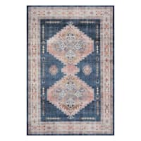 (D564) Found & Fable Khloe Blue Medallion Area Rug, 5x8