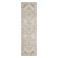 (D576) Honeybloom Grand Villa Taupe Medallion Runner, 2x7