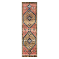 (D568) Freya Pink Medallion Washable Runner, 2x7