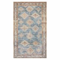 (D569) Freya Blue Multicolor Medallion Washable Accent Rug, 3x5