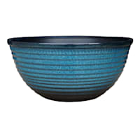 Blue Ribbed Bowl Outdoor Planter, 4.5"