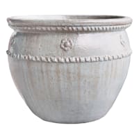 White Glazed Outdoor Clay Planter, Large