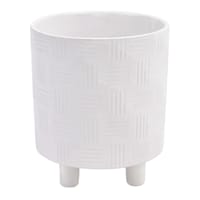 Indoor White Ceramic Footed Pot, Small