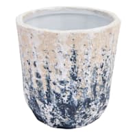 Indoor Ivory & Blue Textured Ceramic Pot, Small
