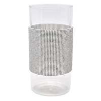 Glass Vase with Embellished Band, 10"