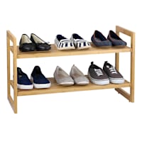2-Tier Standing Bamboo Wood Shoe Rack