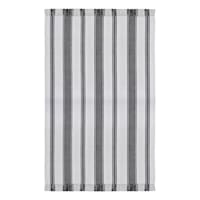 (D551) Honeybloom Flatweave Ivory & Black Striped Area Rug, 5x7