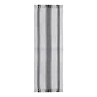 (D551) Honeybloom Flatweave Ivory & Black Striped Runner, 2x7