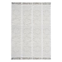 (D552) Honeybloom Flatweave Ivory & Beige Fringe Area Rug, 5x7