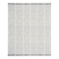 (D552) Honeybloom Flatweave Ivory & Beige Fringe Area Rug, 8x10