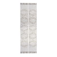 (D552) Honeybloom Flatweave Ivory & Beige Fringe Runner, 2x7