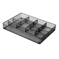 10-Compartment Black Metal Drawer Organizer