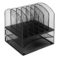Black Metal Mesh File Rack Tray