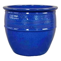 Dana Blue Ceramic Outdoor Planter, Medium