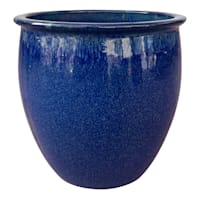 Havana Blue Ceramic Outdoor Planter, Medium