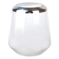 Laila Ali Clear Glass Vase with Silver Rim, 8"