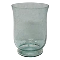 Ty Pennington Sea Blue Seeded Glass Hurricane Candle Holder, 7"