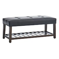 Honeybloom Collins Leather Bench, Black