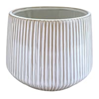 Indoor Ivory Lines Ceramic Planter, 5x4