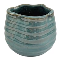 Indoor Grey Beveled Ceramic Pot, Extra Small