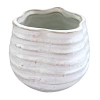Indoor Ivory Beveled Ceramic Pot, Extra Small