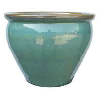 Honeybloom Mews Green Ceramic Outdoor Planter, Large