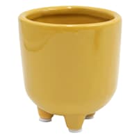 Indoor Amber Footed Ceramic Pot, Extra Small