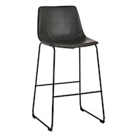 Crosby St. Drake Modern Faux Leather Industrial Barstool, Dark Grey