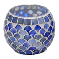 Blue Mosaic Votive Candle Holder, 4"
