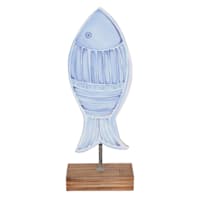 Tracey Boyd Blue Wooden Fish on Stand, 16"